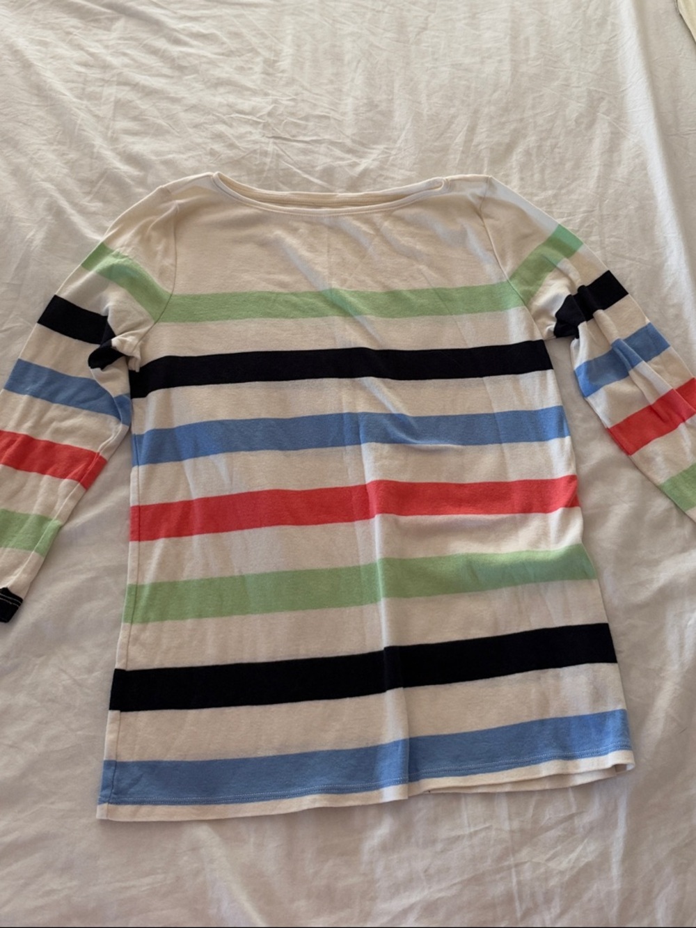 Talbots Cream Multi-Color Striped Long Sleeve Tee
